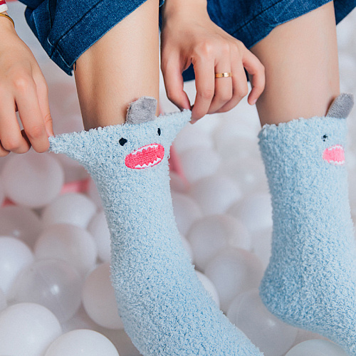 Носки теплые "Монстр" (голубые)