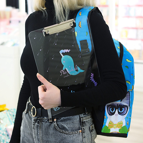 Папка-планшет "Прозрачный" (нарвал и кораллы)