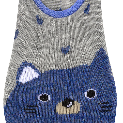 Носки "Мордашки" голубые (кот с сердечками)