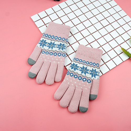 Перчатки сенсорные "Норвежские", розовые