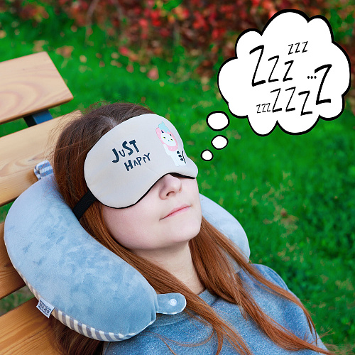 Маска для сна "Just happy котик" (серая)