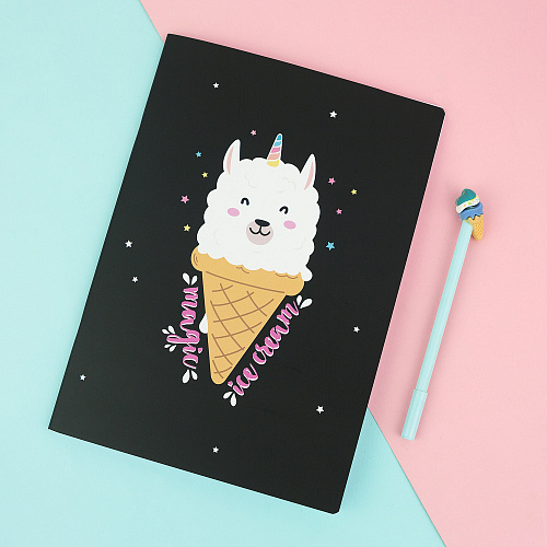 Тетрадь в розовую клетку А4 "Magic ice cream"