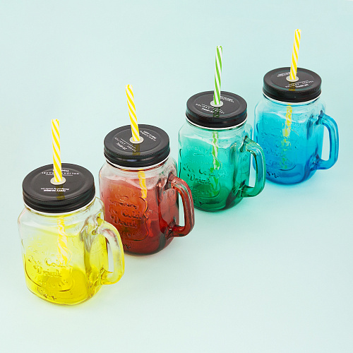 Кружка-банка стеклянная (желтая)