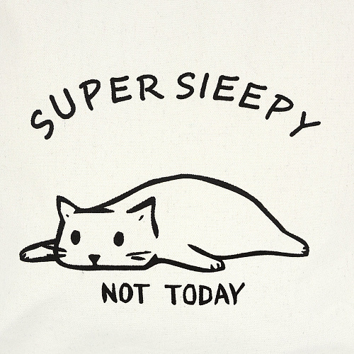 Эко-сумка шоппер с принтом "Super sleepy" (белая)