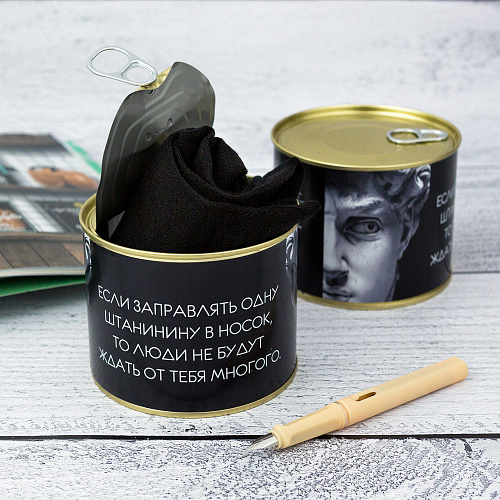 Носки в банке "Давид советует" (мужские, черные)