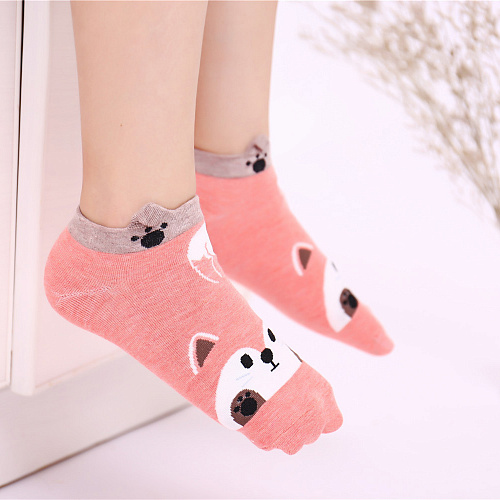 Носки короткие "Собачка" (розовые)