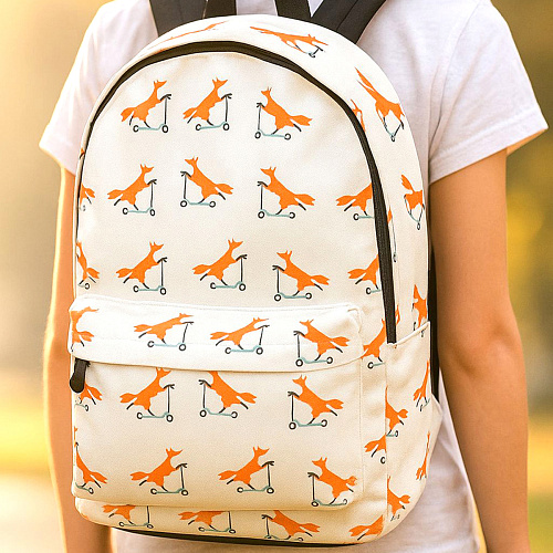 Рюкзак "Лисичка на самокате" (бежевый)