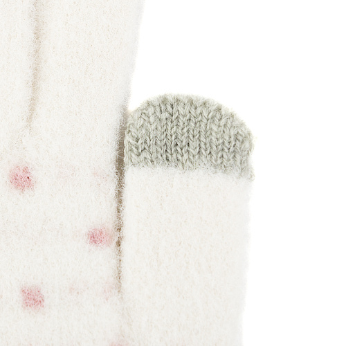 Перчатки сенсорные "Горошки", молочные