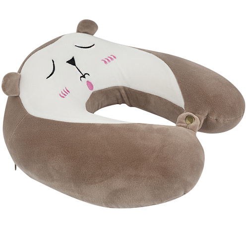 Подушка для путешествий "Мордашки", Memory Foam (коричневая)