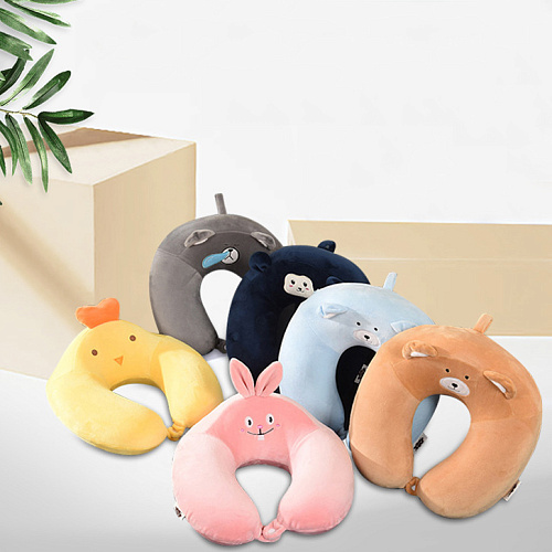 Подушка для путешествий "Собачка с ушками", Memory Foam (коричневая)