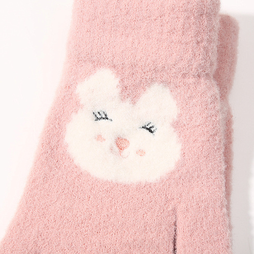 Перчатки сенсорные "Мордочки", розовые