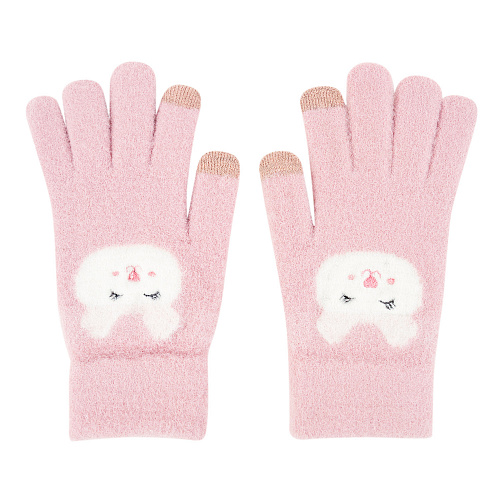 Перчатки сенсорные "Мордочки", розовые