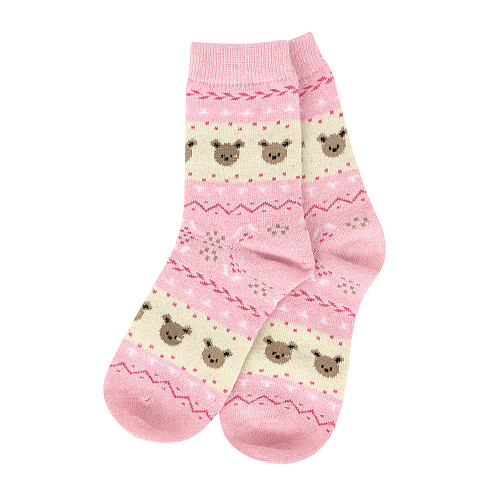 Носки теплые "Мишка" (розовые с бежевым)