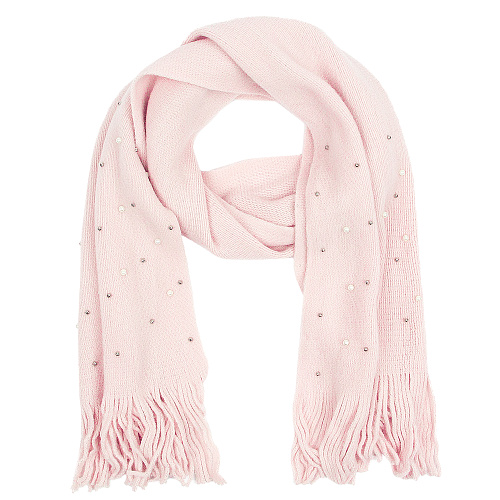 Шарф с бусинами (розовый)
