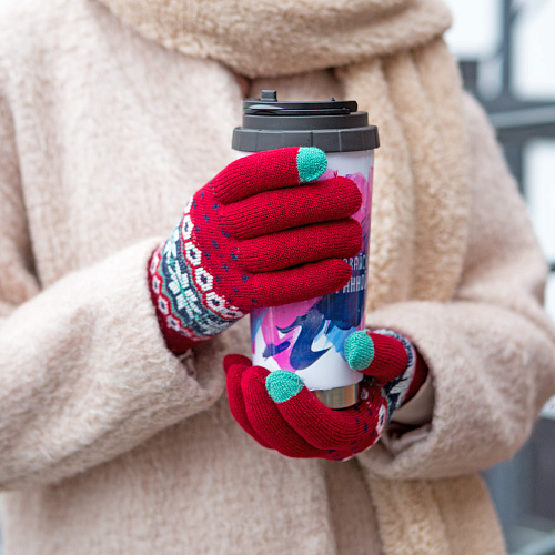 Перчатки сенсорные "Норвежские", красные