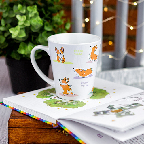 Кружка латте малая "Корги йога"