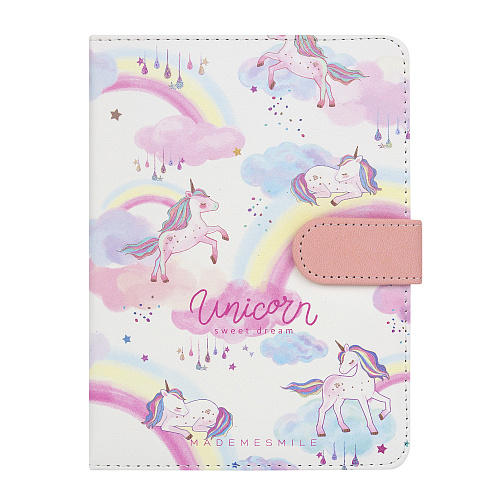 Блокнот с застежкой "Pastel unicorn" (радуга)