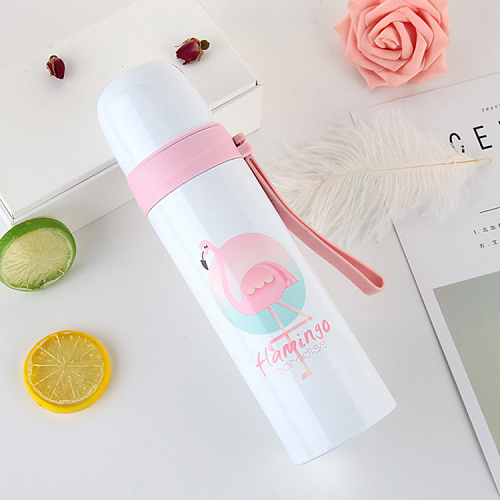 Термос с ремешком "Фламинго"