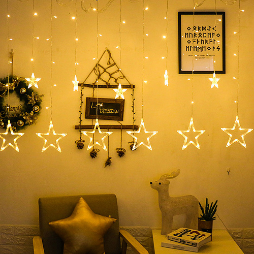 Гирлянда "Звездопад" 2,5м, (6 больших и 6 маленьких) 220V 