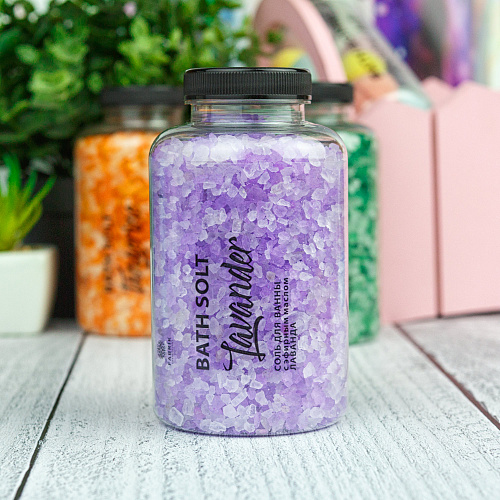 Соль д/ванны в банке с эфирным маслом Лаванда (Lavander) Fabrik Cosmetology