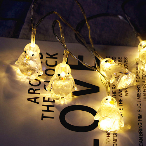 Гирлянда "Пингвины" (теплый белый), LED, батарейка