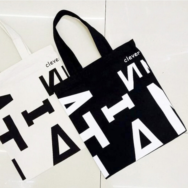 Эко-сумка шоппер с принтом "Буквы" (черная)