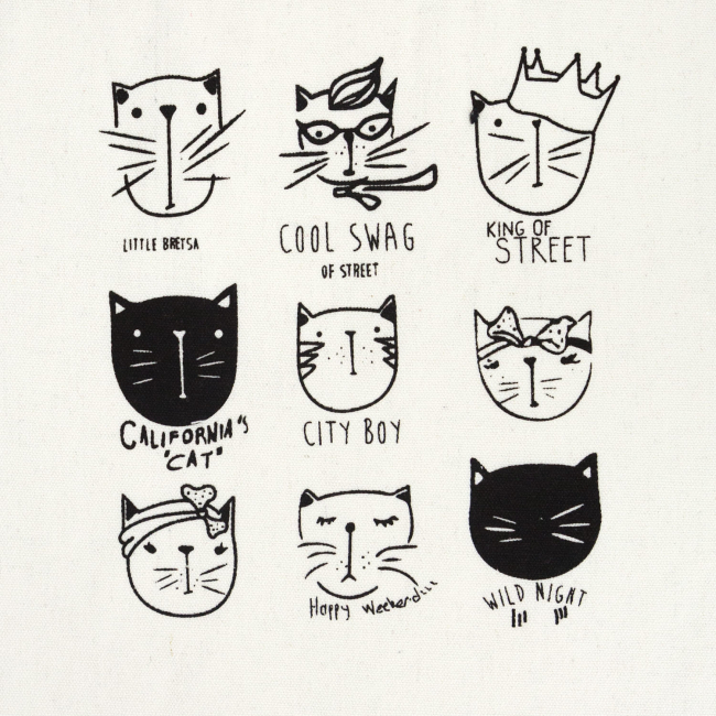 Эко-сумка шоппер с принтом "Cats face" (белая)