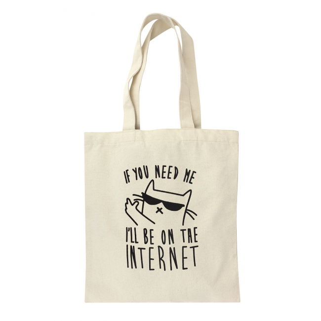 Эко-сумка шоппер с принтом "Internet cat" (белая)