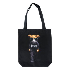Эко-сумка шоппер с принтом, "Мишки в черном"