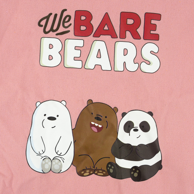 Эко-сумка шоппер с принтом, розовая "Мы обычные медведи"
