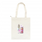 Эко-сумка шоппер с принтом, св.бежевая "Девушка и сладости"