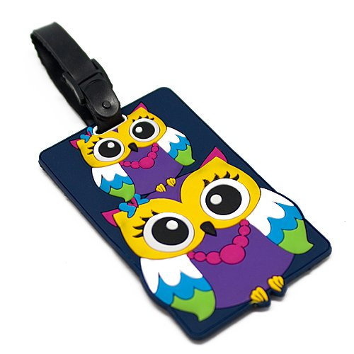Бирка на багаж "Cute Colourful Owl" (темно-синяя)
