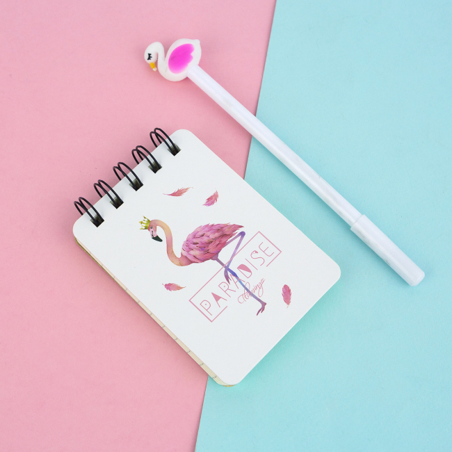Мини-блокнот "Pink Flamingo" (перья)