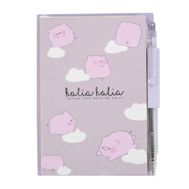 Мини-блокнот с ручкой "Cutie pig" (серый)