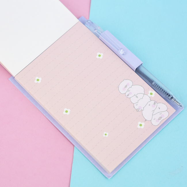 Мини-блокнот с ручкой "Cutie pig" (серый)
