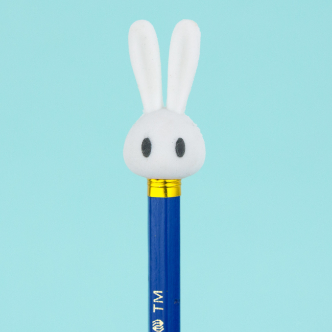 Набор ластиков-насадок на карандаш "Зайки" (голубой)