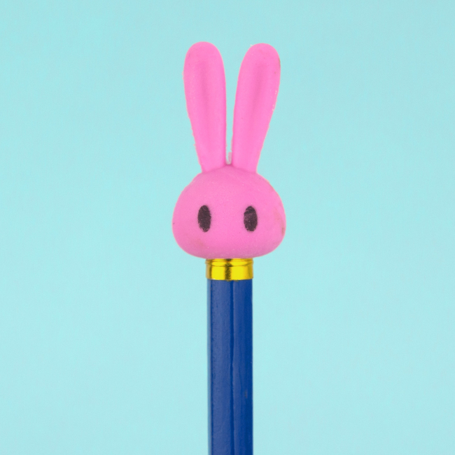 Набор ластиков-насадок на карандаш "Зайки" (розовый)
