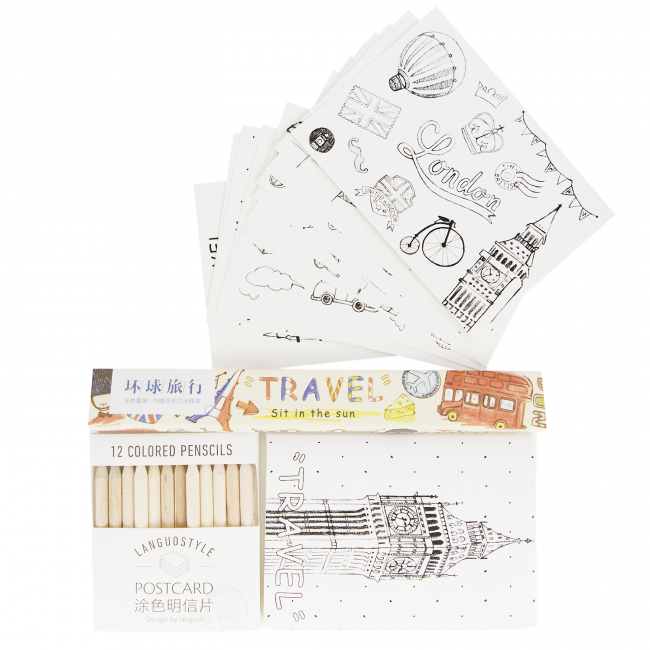 Набор раскраска-антистресс + карандаши "Путешествия"
