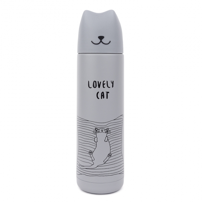 Термос "Lovely cat" (серый)