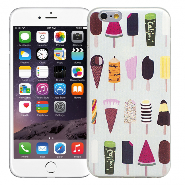Чехол для iPhone 6/6s "Ассорти мороженое" (голубой)