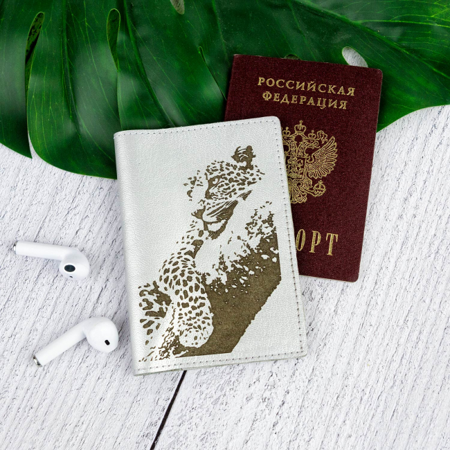 Обложка для паспорта "Леопард" (кожа)