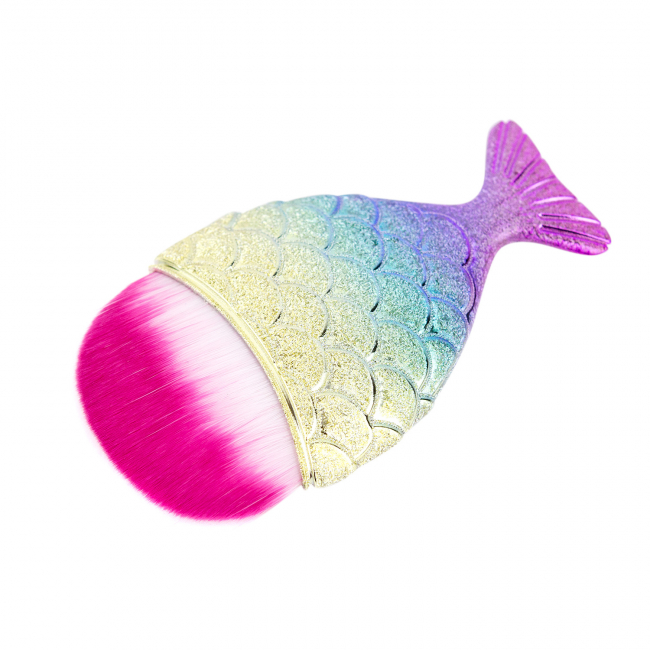 Кисть для макияжа "Rainbow fish", белый с розовым