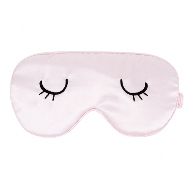 Дорожный набор с маской для сна атласной "Глазки", розовая