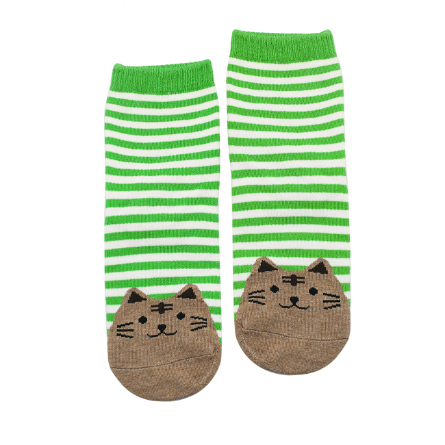 Носки "Кот в полоску" (зеленые)