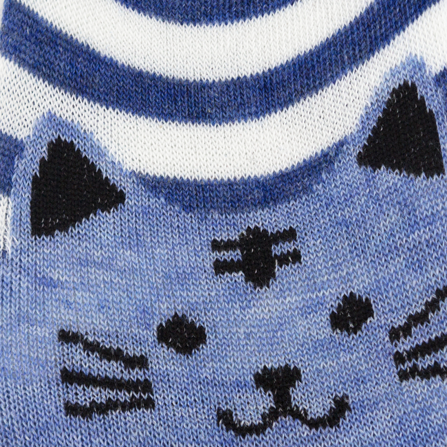 Носки "Мордашки" голубые (кот с полосками)
