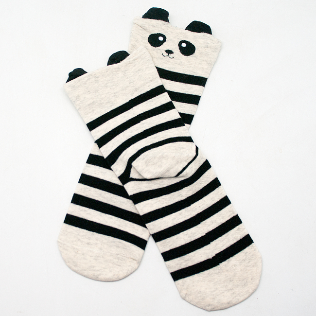 Носки "Панда" (серые полосатые)