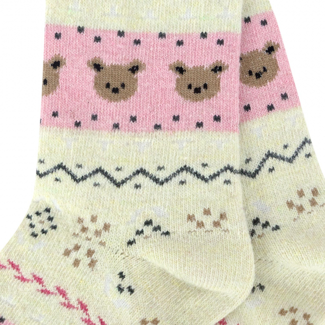 Носки теплые "Мишка" (бежевые с розовым)