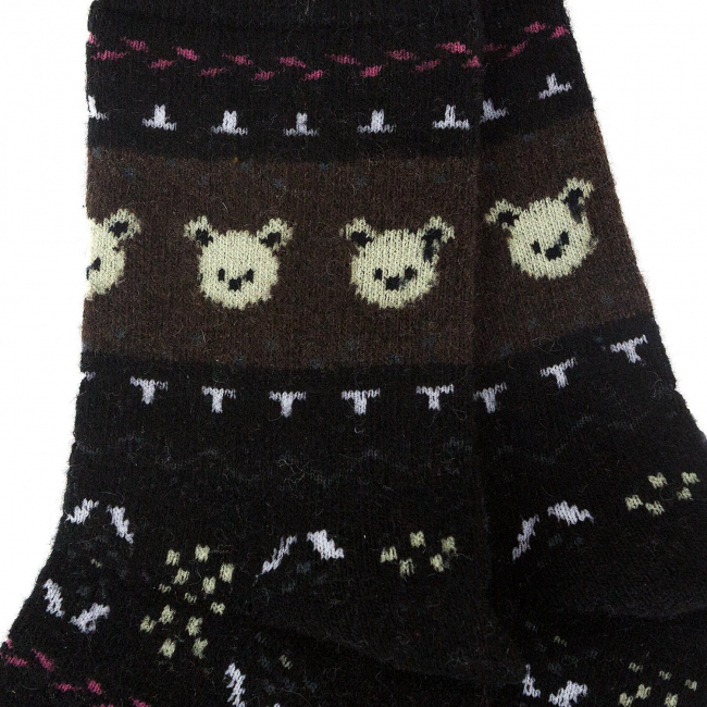 Носки теплые "Мишка" (черные с коричневым)