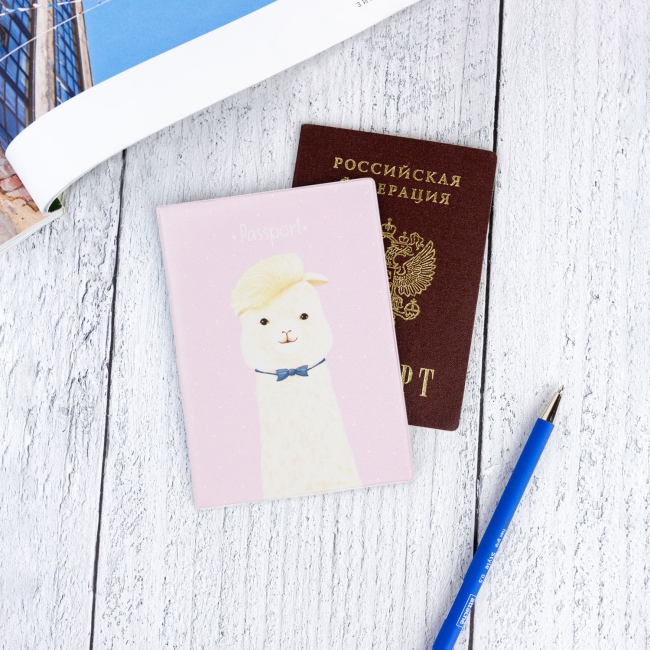 Обложка для паспорта "Альпака в бабочке"