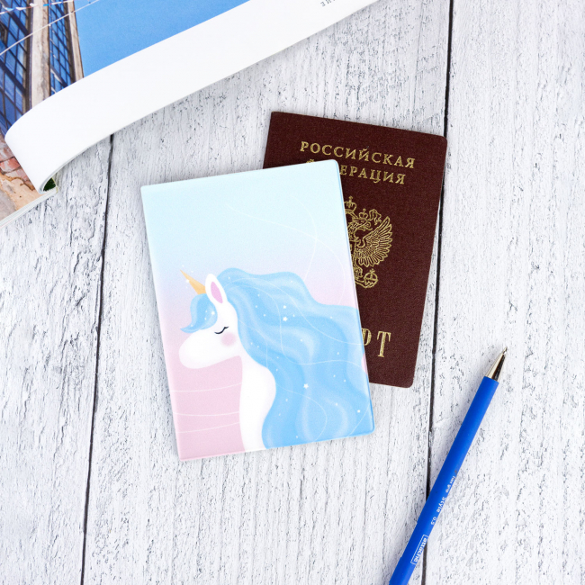 Обложка для паспорта "Единорог" (голубой)